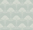 Deco Floral Aloe Mist vintage floral peel and stick wallpaper in soft green with matte finish