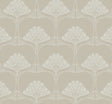 Deco Floral in Ashwood peel and stick wallpaper with a vintage floral motif in soft beige tones.