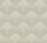 Deco Floral in Ashwood peel and stick wallpaper with a vintage floral motif in soft beige tones.