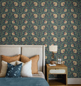Pimpernel Garden Bluestone & Clay by NextWall Peel & Stick Floral Wallpaper – NextWall NW54202