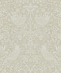 Tonal Bird Garden beige and white botanical bird peel and stick wallpaper with a vintage-inspired garden motif
