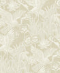 Floral Heron peel and stick wallpaper in sand beige with white herons and floral pattern