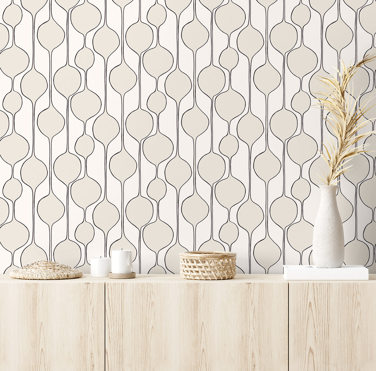 Bubble Stripe Marshmallow by NextWall Peel & Stick Geometric Peel & Stick Wallpaper – NextWall NW54600