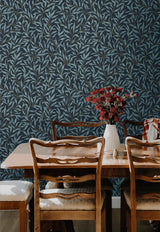 Willow Trail Aegean Blue by NextWall Peel & Stick Vintage Botanical Wallpaper – NextWall NW54702