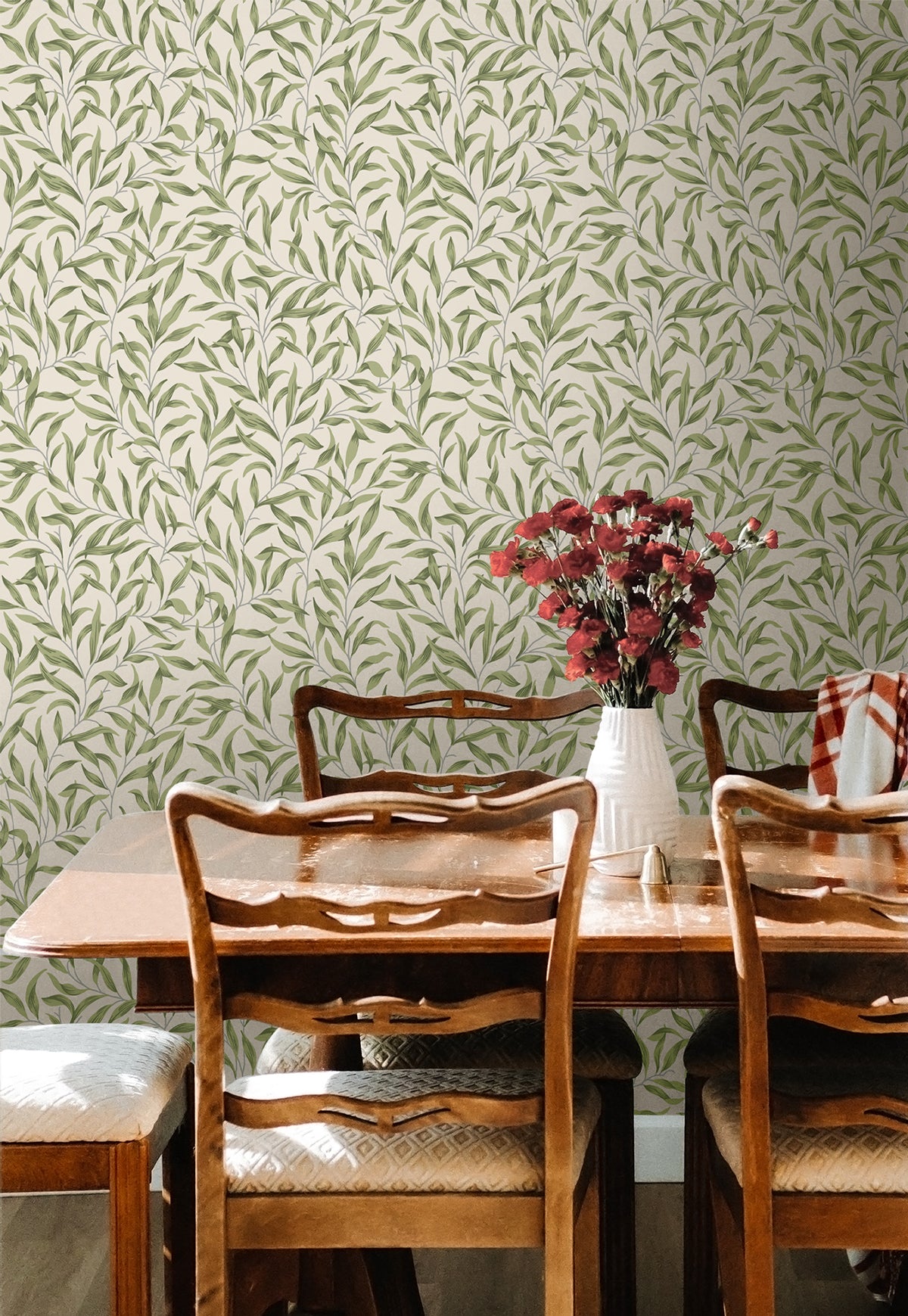 Willow Trail Sprig Green by NextWall Peel & Stick Botanical Wallpaper – NextWall NW54704