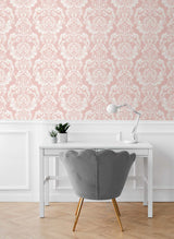 Cora Damask Light Pink by NextWall Peel & Stick Damask Wallpaper – NextWall NW54801