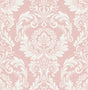 Light pink and white damask peel and stick wallpaper pattern (Cora Damask)