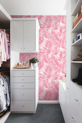 Beach Palm Pinks by NextWall Peel & Stick Tropical Palm Botanical Wallpaper – NextWall NW54901