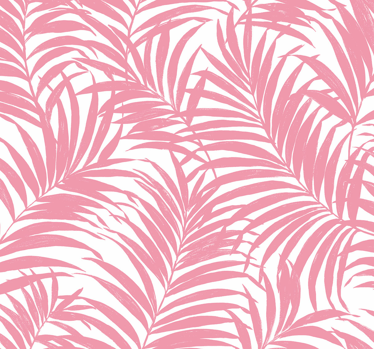 Pink palm frond botanical peel and stick wallpaper pattern