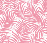 Pink palm frond botanical peel and stick wallpaper pattern