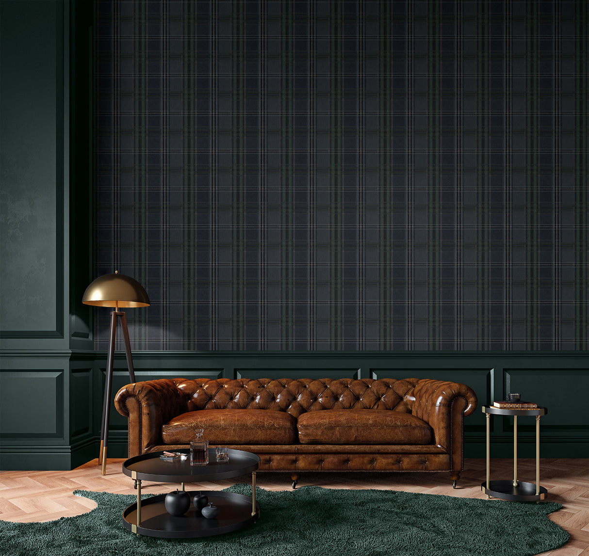 Classic Plaid Deep Blue by NextWall Peel & Stick Plaid Wallpaper – NextWall NW55102