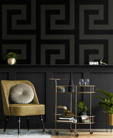 Maze Geo Ebony & Graphite by NextWall Peel & Stick Geometric Wallpaper – NextWall NW55200
