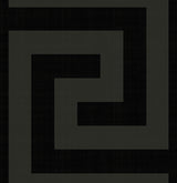 Maze Geo peel and stick geometric wallpaper in ebony and graphite with a metallic finish