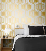 Striped Geo Metallic Gold by NextWall Peel & Stick Geometric Wallpaper – NextWall NW55305