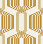 Metallic gold geometric stripe wallpaper pattern on a warm white background (Striped Geo by NextWall).
