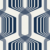 Striped Geo geometric peel & stick wallpaper in Blue Sapphire by NextWall (NW55312).