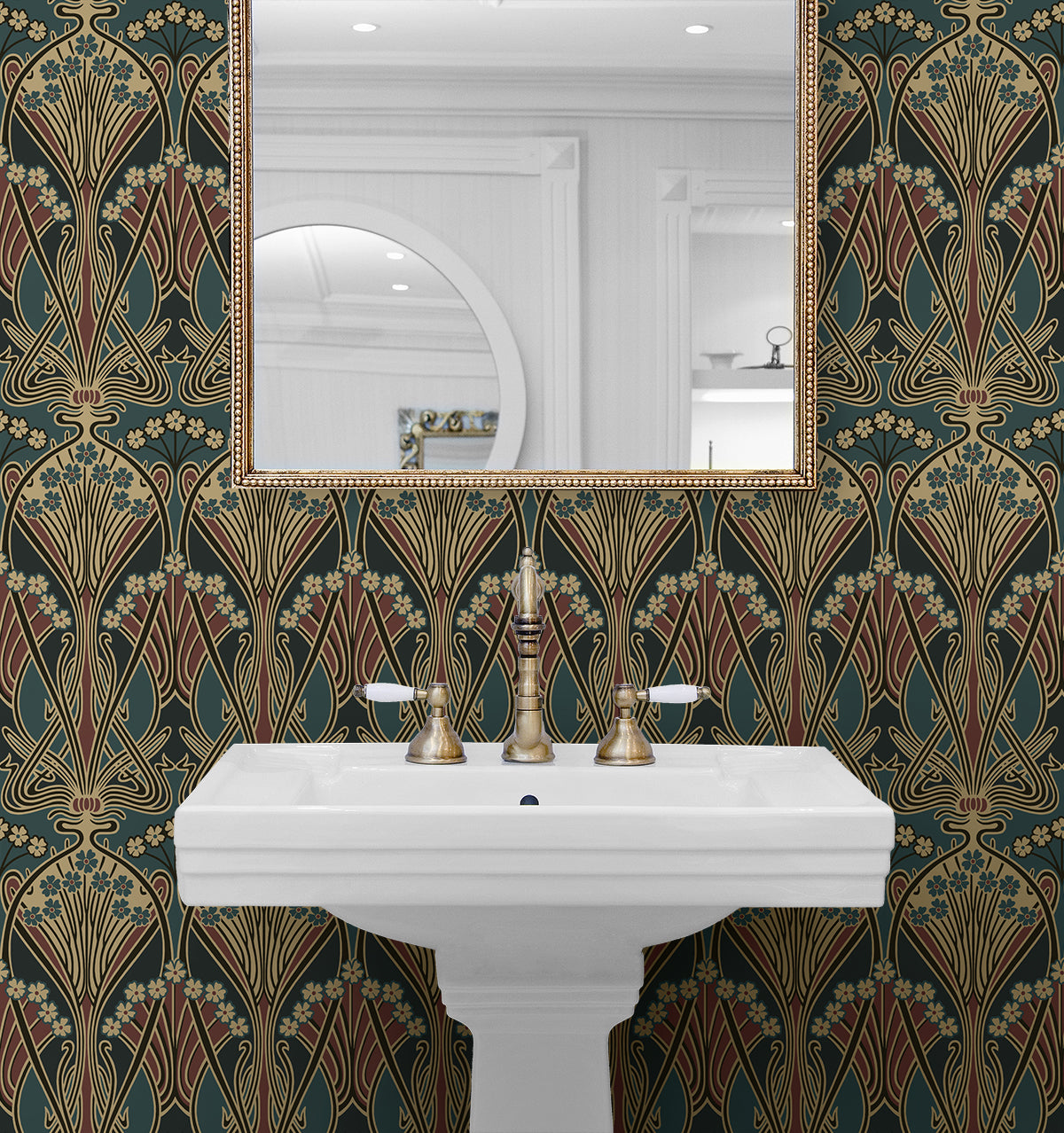 Deco Dragonfly Aegean Blue & Clay by NextWall Peel & Stick Vintage Botanical Wallpaper – NextWall NW55501