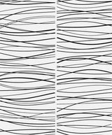 Black abstract wave line peel and stick wallpaper pattern