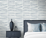 Wave Lines Blue by NextWall Peel & Stick Abstract Peel & Stick Wallpaper – NextWall NW55602