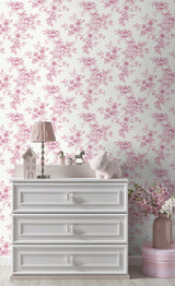 Sketched Floral Pink by NextWall Peel & Stick Floral Peel & Stick Wallpaper – NextWall NW55701