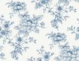 Blue sketched floral peel and stick wallpaper pattern on a light background