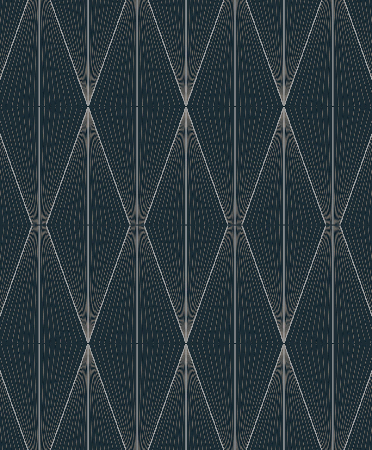 Geo Diamond peel and stick wallpaper in blue denim with pewter metallic geometric diamonds