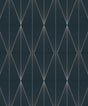 Geo Diamond peel and stick wallpaper in blue denim with pewter metallic geometric diamonds