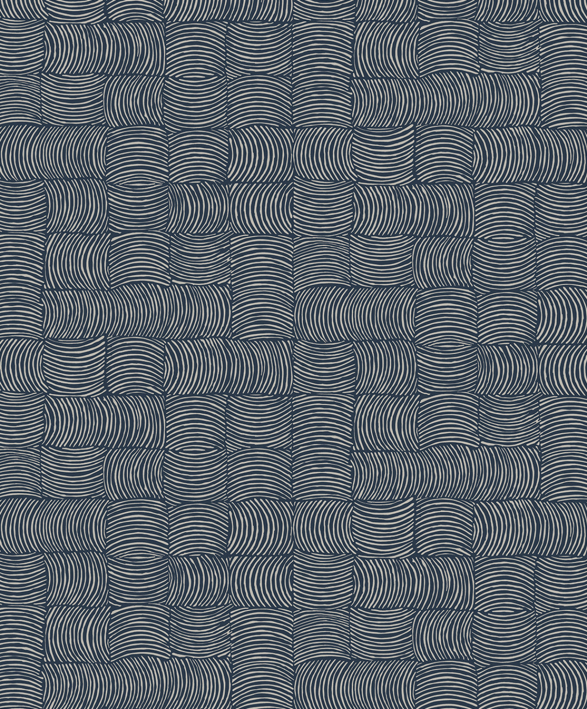Organic Squares peel and stick wallpaper in Blue Denim with curved-line geometric squares pattern