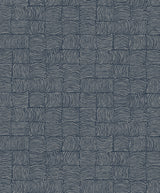 Organic Squares peel and stick wallpaper in Blue Denim with curved-line geometric squares pattern