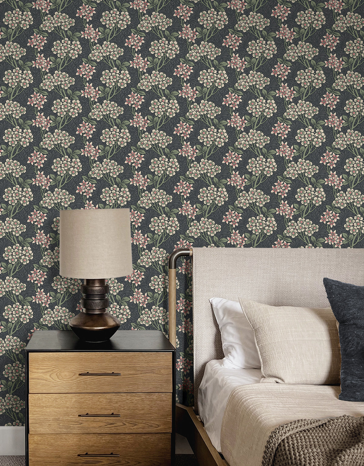 Floral Vine Smoke & Laurel Green by NextWall Peel & Stick Botanical Wallpaper – NextWall NW56110