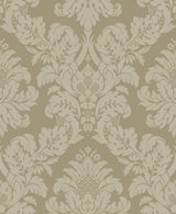 Charnay Damask peel and stick wallpaper in metallic champagne with glitter finish