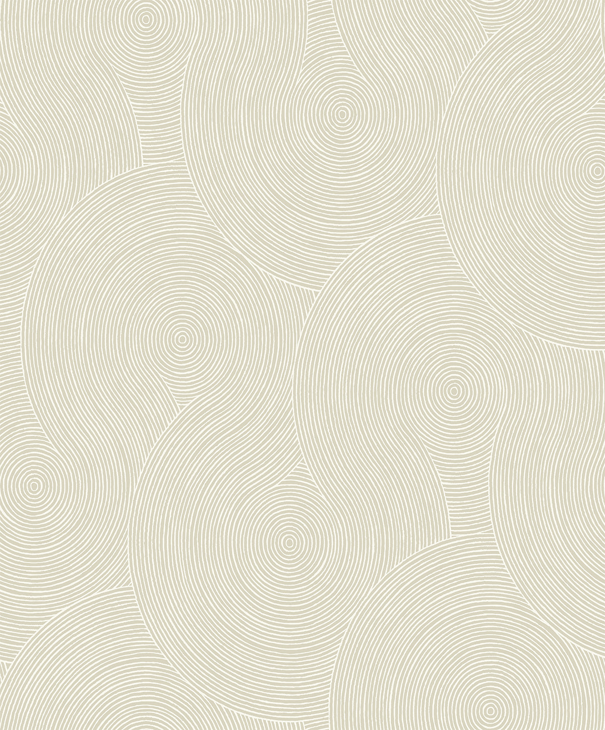 Light beige swirl geometric peel and stick wallpaper pattern with concentric linework.