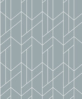 Geometry light blue geometric peel and stick wallpaper with white linear pattern