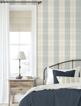 Lenox Hill Plaid Blue & Beige by NextWall Peel & Stick Plaid Wallpaper – NextWall NW56902
