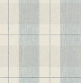 Lenox Hill Plaid peel and stick wallpaper in blue and beige