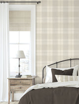 Lenox Hill Plaid Neutral by NextWall Peel & Stick Plaid Peel & Stick Wallpaper – NextWall NW56906