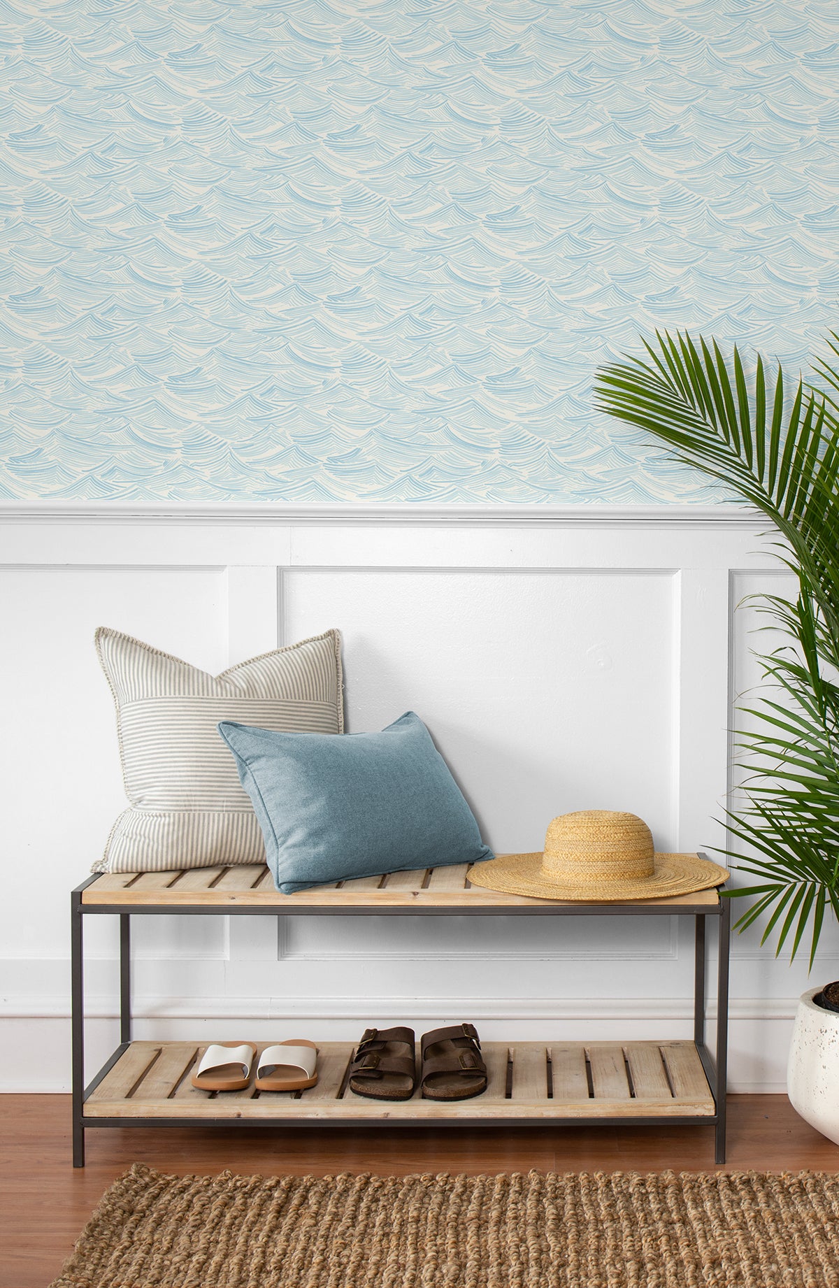 Bayside Waves Sky Blue by NextWall Peel & Stick Abstract Wave Wallpaper – NextWall NW57002