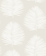 Island Palm in Alabaster peel and stick wallpaper with large palm frond silhouette pattern.