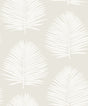 Island Palm in Alabaster peel and stick wallpaper with large palm frond silhouette pattern.