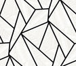 Vector Geo peel and stick wallpaper in Ebony & Morning Fog with bold black geometric linework over a light textured ground.