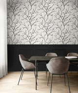 Tree Silhouette Black and White by NextWall Peel & Stick Botanical Wallpaper – NextWall NW57400