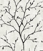 Black tree branch silhouette peel and stick wallpaper on an off-white textured background