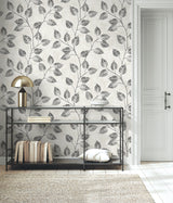 Leaf Silhouette Black & White by NextWall Peel & Stick Botanical Wallpaper – NextWall NW57500-Sample