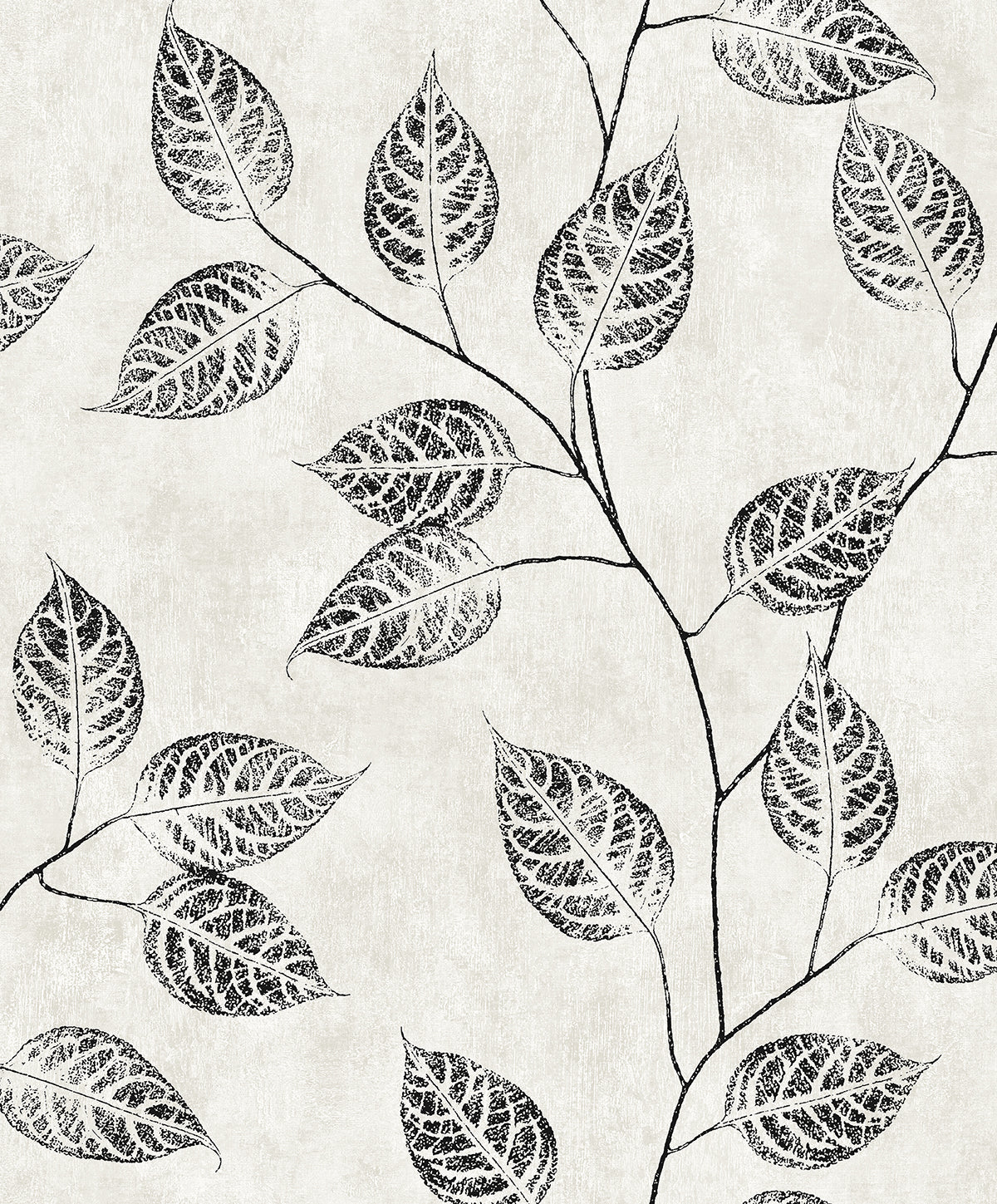 Leaf Silhouette Black & White by NextWall Peel & Stick Botanical Wallpaper – NextWall NW57500-Sample