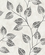 Leaf Silhouette Black & White by NextWall Peel & Stick Botanical Wallpaper – NextWall NW57500-Sample