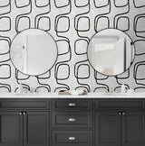 Forcella Geo Black and White by NextWall Peel & Stick Geometric Peel & Stick Wallpaper- NextWall NW57600