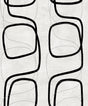 Forcella Geo geometric peel and stick wallpaper in black and white with abstract rounded-square outlines and a matte finish.