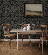 Ansel Damask Ebony & Pavestone by NextWall Peel & Stick Vintage Damask Peel & Stick Wallpaper – NextWall NW57710