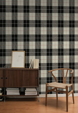 Altarinda Plaid Blacksmith & Red by NextWall Peel & Stick Peel & Stick Plaid Wallpaper – NextWall NW58100