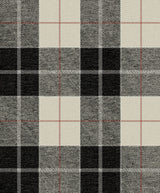 Altarinda Plaid peel and stick wallpaper in black, grey, cream, and red